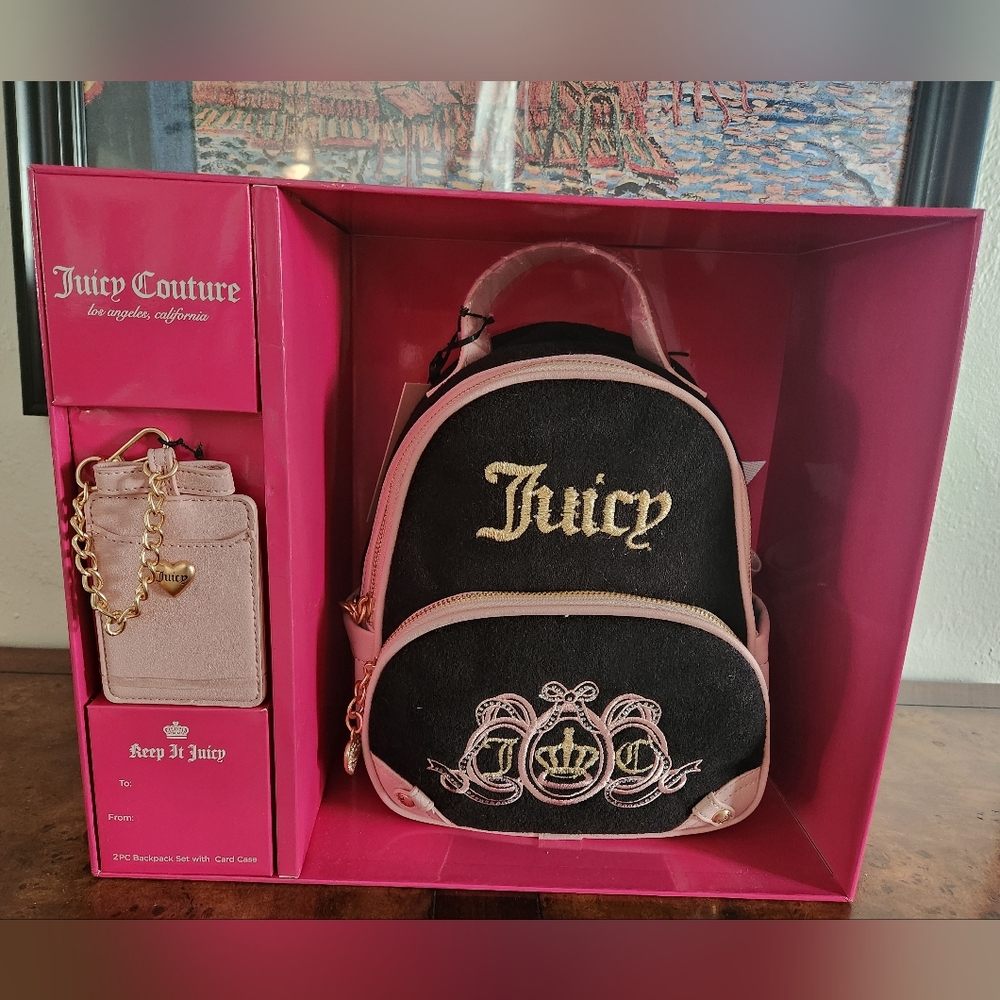 Juicy Couture Black and Pink Backpack Set